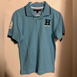 TOMMY HILFIGER Classic Embroidered Rugby Style Polo Blue White Boy's Size XL NWT